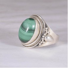Malachite ring, gemstone ring, sterling silver ring